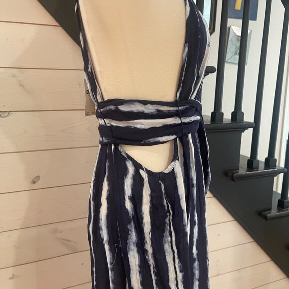 061 Anthropologie The Mason Tie-Front Jumpsuit NWT in Navy Size Small - Picture 10 of 12